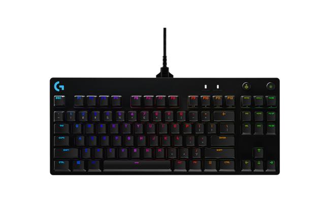 Logitech G PRO LightSync RGB Gaming Keyboard, COMPACT TKL Portable, GX BLUE CLICKY SWITCHES, Detachable Micro USB Cable, 12 Programmable F-Keys