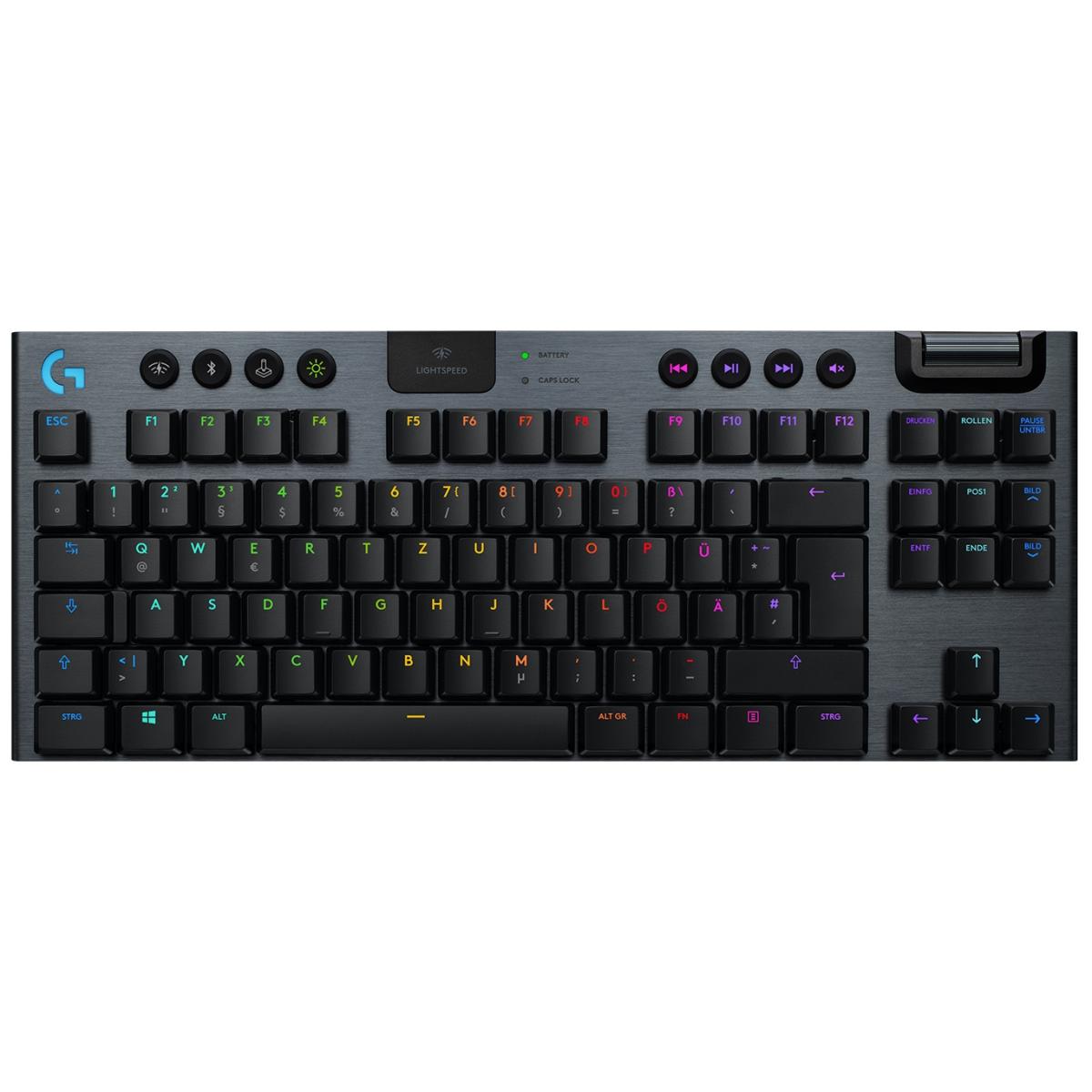 Logitech G915 TKL LIGHTSPEED Wireless (2.4GHz + Bluetooth) RGB Low-Profile Mechanical (GL Tactile Switch) - Carbon Gaming Keyboard