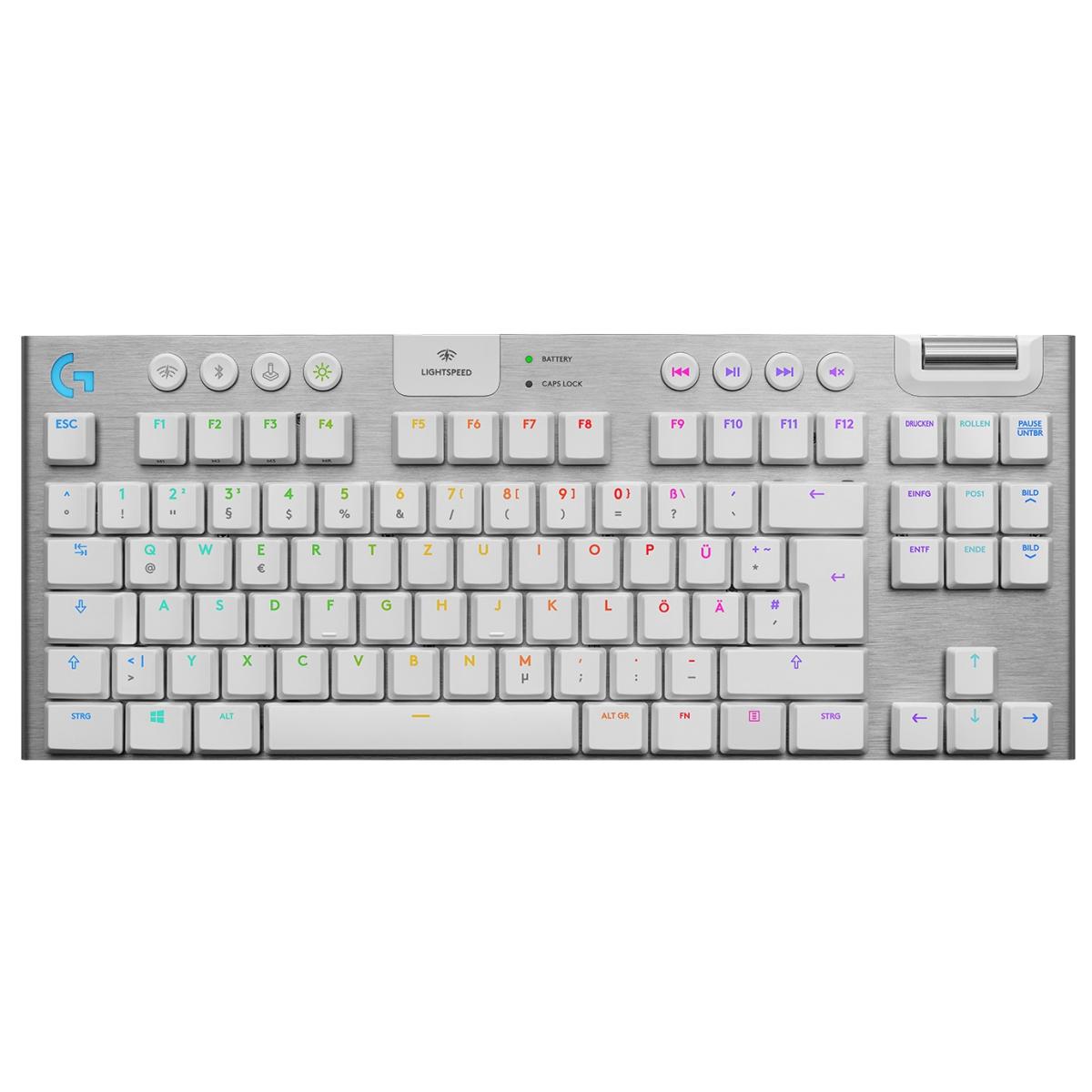 Logitech G915 TKL LIGHTSPEED Wireless (2.4GHz + Bluetooth) RGB Low-Profile Mechanical (GL Tactile Switch) - White Gaming Keyboard