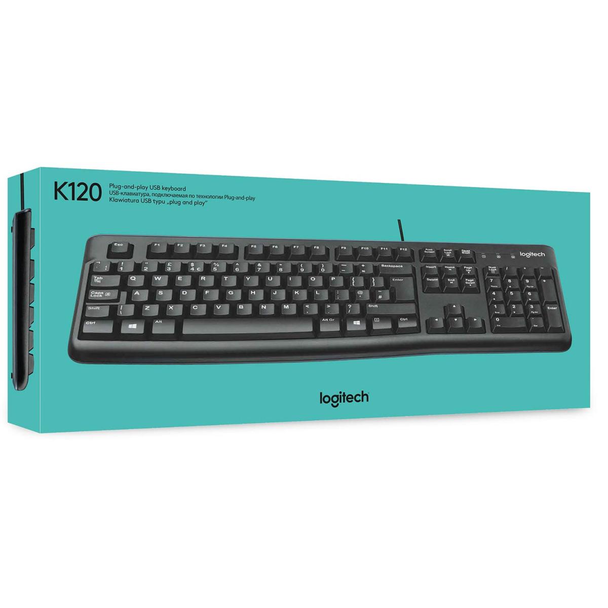Logitech K120 Durable & Spill-Resistant Comfortable & FULL-SIZE USB Keyboard-Black