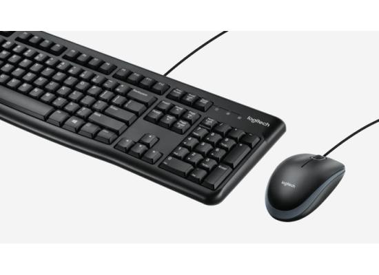 Logitech MK120 Durable & Spill-Resistant Comfortable & FULL-SIZE USB Wired Keyboard & Mouse Combo-Black