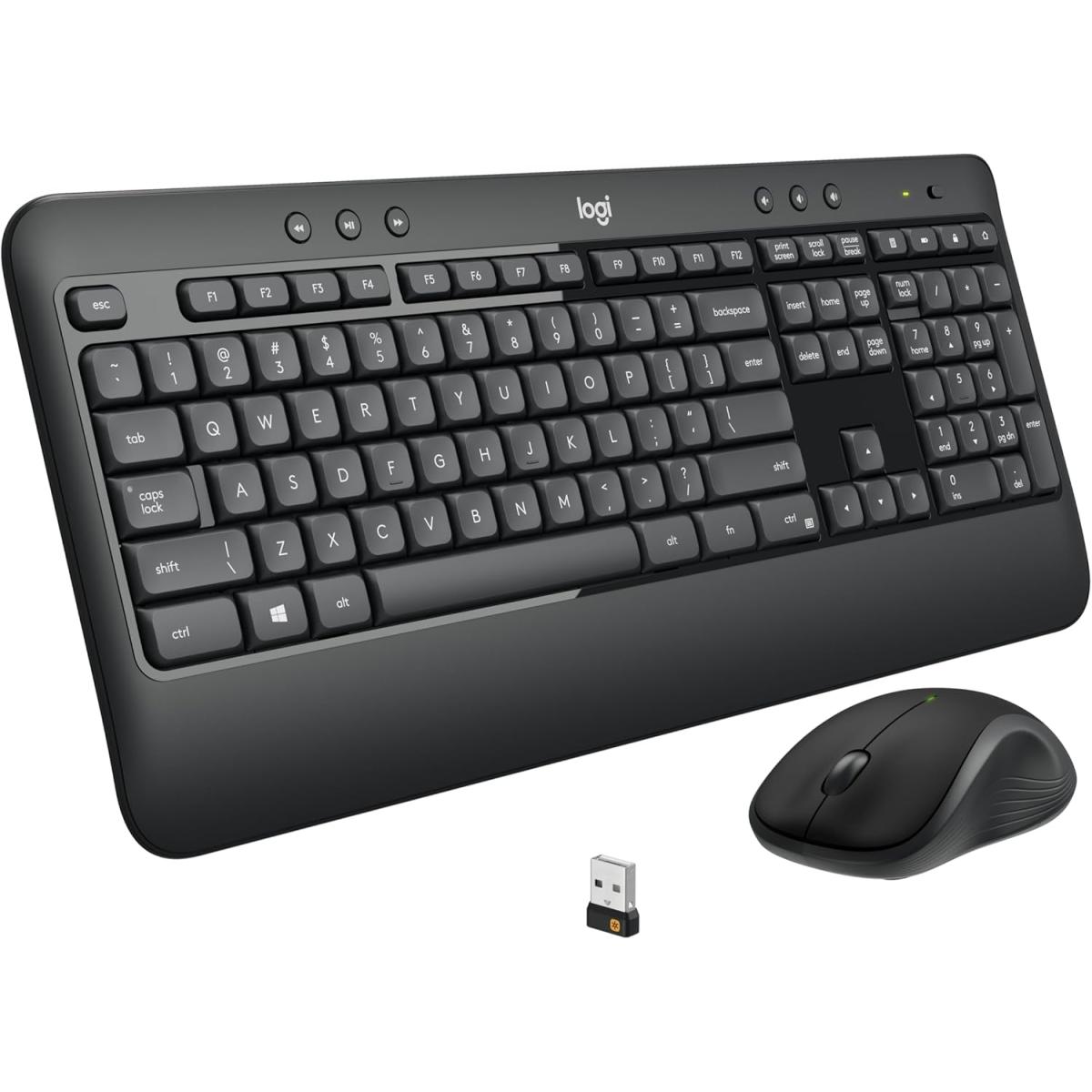Logitech MK540 Advanced Wireless Keyboard & Mouse Combo 2in1 (2.4GHz), Sleek & Comfortable Spill-Resistant Design, Full-Size Keyboard w/ Programmable Keys & Palm Rest, Optical Mouse - PC/Laptop