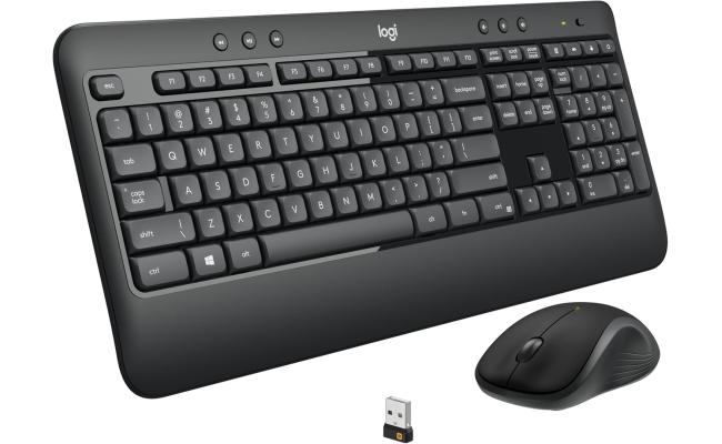 Logitech MK540 Advanced Wireless Keyboard & Mouse Combo 2in1 (2.4GHz), Sleek & Comfortable Spill-Resistant Design, Full-Size Keyboard w/ Programmable Keys & Palm Rest, Optical Mouse - PC/Laptop  (عربي)