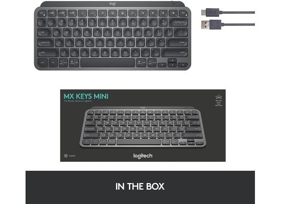 Logitech MX KEYS MINI Minimalist Compact Wireless Bluetooth Illuminated Backlighting Keyboard Up To 10 Days Rechargeable Battery/Multi Bluetooth Devices - Graphite