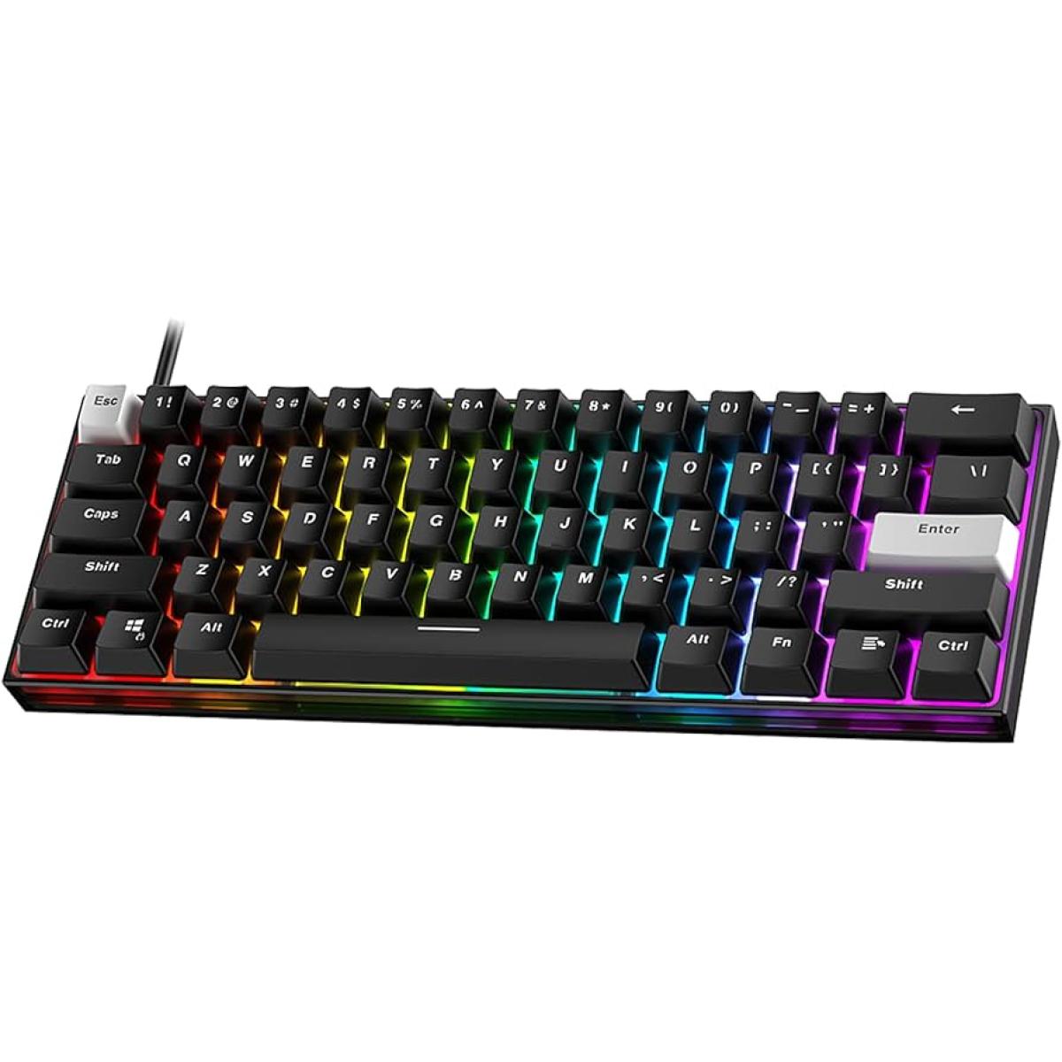 FANTECH MAXFIT61 MK857 FROST WIRED RGB 60% Modular Mechanical Gaming Keyboard, Type-C Programmable, Blue Switch-Black