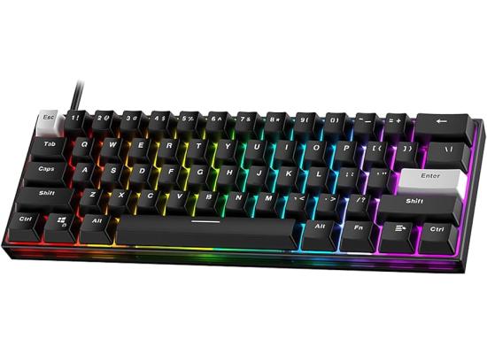 FANTECH MAXFIT61 MK857 FROST WIRED RGB 60% Modular Mechanical Gaming Keyboard, Type-C Programmable, Blue Switch-Black