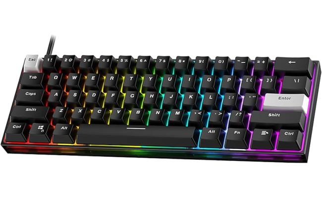FANTECH MAXFIT61 MK857 FROST WIRED RGB 60% Modular Mechanical Gaming Keyboard, Type-C Programmable, Red Switch-Black