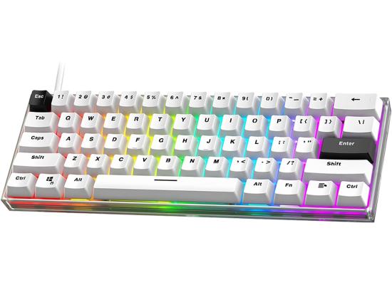 FANTECH MAXFIT61 MK857 FROST WIRELESS w/ (3 Modes Connection) RGB 60% Mechanical Gaming Keyboard, Type-C Programmable, Red Switch-White