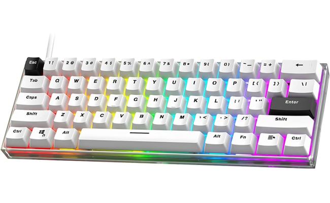 FANTECH MAXFIT61 MK857 FROST WIRED RGB 60% Modular Mechanical Gaming Keyboard, Type-C Programmable, Red Switch-White