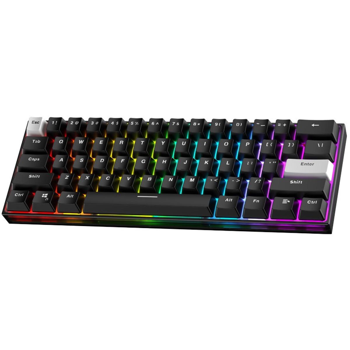 FANTECH MAXFIT61 MK857 FROST WIRELESS w/ (3 Modes Connection) RGB 60% Mechanical Gaming Keyboard, Type-C Programmable, Red Switch-Black