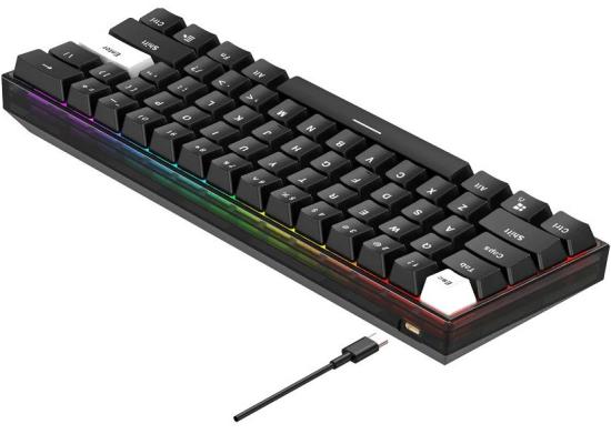 FANTECH MAXFIT61 MK857 FROST WIRED RGB 60% Modular Mechanical Gaming Keyboard, Type-C Programmable, Red Switch-Black