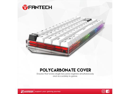FANTECH MAXFIT61 MK857 FROST WIRELESS w/ (3 Modes Connection) RGB 60% Mechanical Gaming Keyboard, Type-C Programmable, Red Switch-White