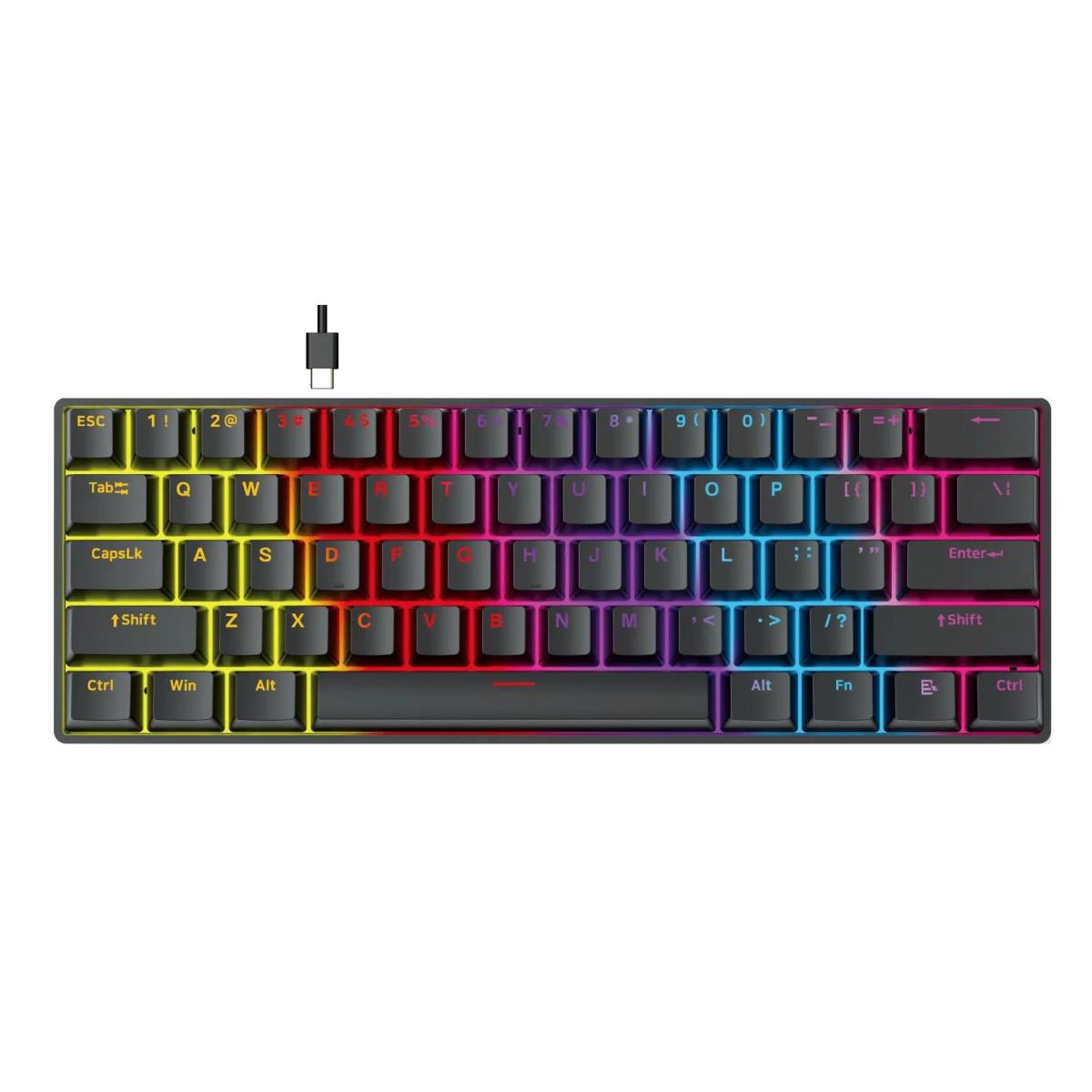 FANTECH MK211 ATOM61 Mechanical Gaming Keyboard, Double-Shot ABS, 1000Hz Polling Rate.