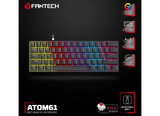 FANTECH MK211 ATOM61 Mechanical Gaming Keyboard, Double-Shot ABS, 1000Hz Polling Rate.
