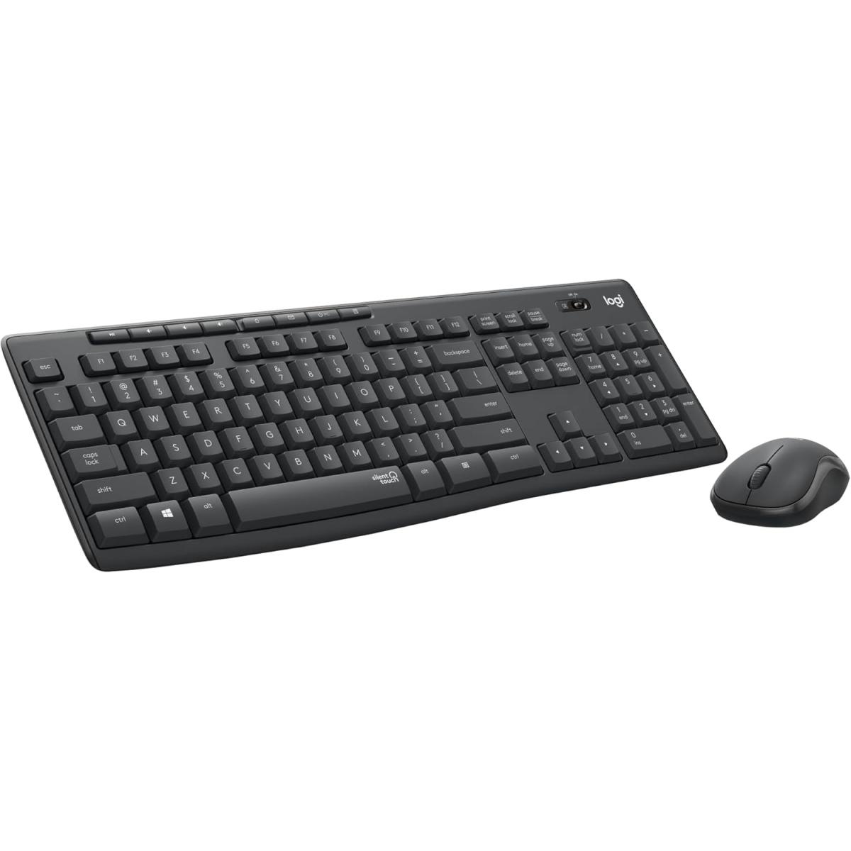 Logitech MK295 Silent Wireless Combo Keyboard & Mouse 2in1 (2.4GHz), Full Size Design Keyboard & Optical Mouse, SilentTouch Technology - For Windows (عربي)