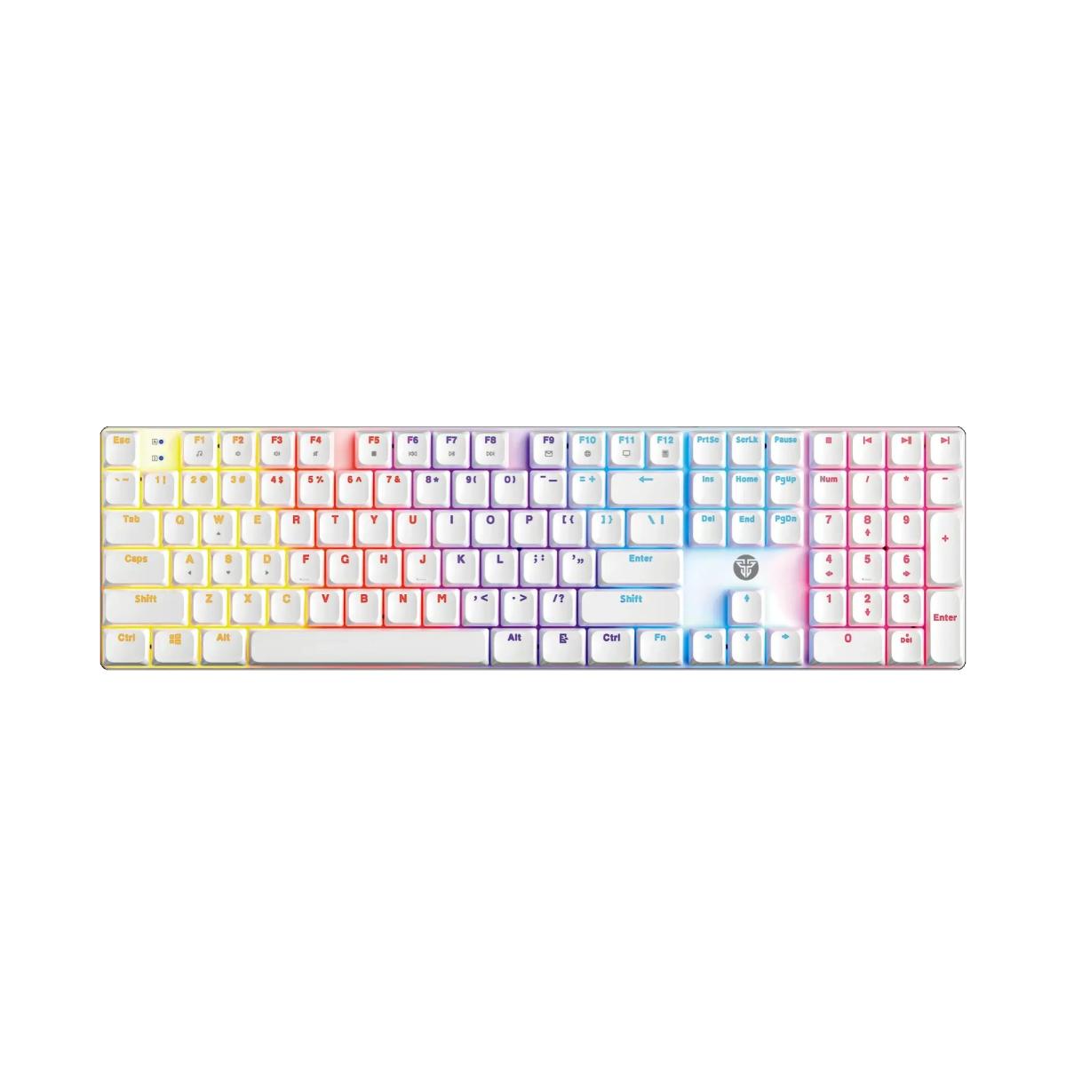 FANTECH MK314 ATOM AIR108 Low Profile Mechanical Gaming Keyboard, 17 RGB Modes - White
