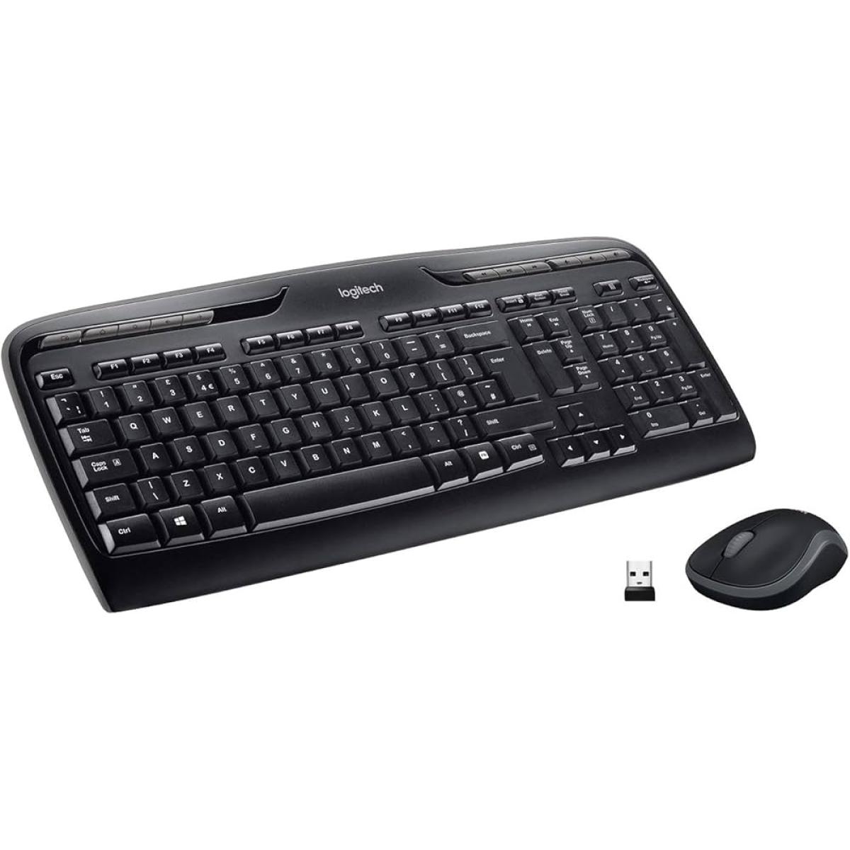 Logitech MK330 Wireless Multimedia Keyboard & Mouse Combo 2in1 (2.4GHz), Sleek & Comfortable Design, Full-Size Keyboard w/ Multimedia Hot Keys, Optical Mouse - PC/Laptop  (عربي)
