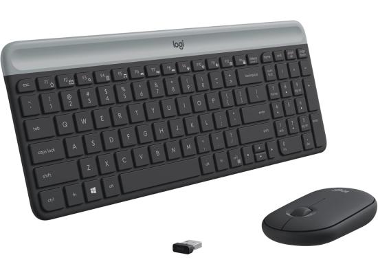 Logitech MK470 Slim Wireless Combo Keyboard & Mouse 2in1 (2.4GHz), Ultra Thin Design & Compact Keyboard , 1000 DPI Mouse - For Windows (عربي)