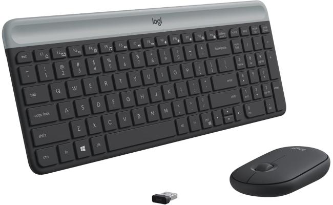 Logitech MK470 Slim Wireless Combo Keyboard & Mouse 2in1 (2.4GHz), Ultra Thin Design & Compact Keyboard , 1000 DPI Mouse - For Windows (عربي)