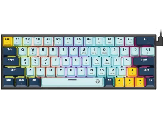 Fantech Mk874 V2 Atom63 (60% Size) RGB Wired 3 Colors Combination Mechanical Gaming Keyboard Mizu Edition, 3 Pin Hot-Swappable Switches, 26 Anti-Ghosting Keys - Sky Blue/Blue Switch