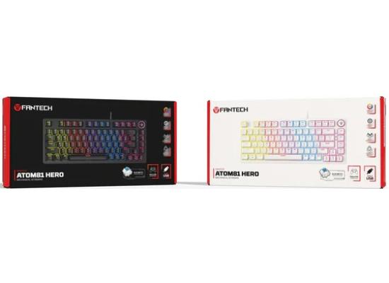 Fantech Hero MK875V2 RGB Gaming Keyboard, (White/Red Switch), Hot-Swappable For PS5 - PS4 - PC Compatible, 17 Lighting Modes (عربي)