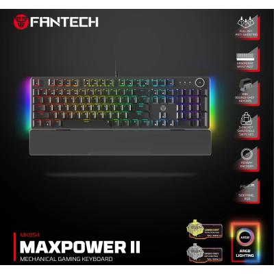 Fantech MK894 Maxpower II Mechanical Gaming Keyboard Black, Speed Grey, (Soft Linear Keys).