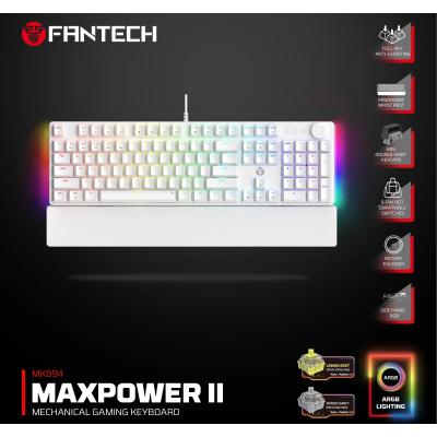 Fantech MK894 Maxpower II Mechanical Gaming Keyboard White, Lemon Zest, (Tactile Clicky Keys).