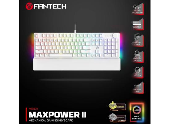 Fantech MK894 Maxpower II Mechanical Gaming Keyboard White, Lemon Zest, (Tactile Clicky Keys).