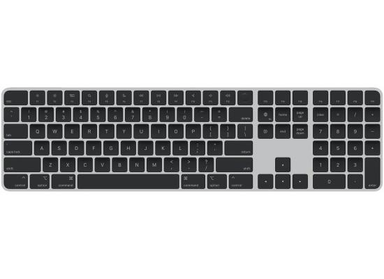 Apple Wireless Magic Keyboard With Touch ID & Numeric Keypad For Mac Models With Apple Silicon - Arabic, Slim Design, Bluetooth, Lightning Port (USB-C To Lightning) - Silver With Black Keys