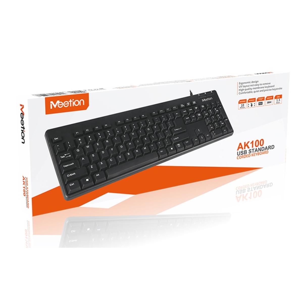 Meetion AK100 Economic Office USB Wired Standard Corded Keyboard-Full Size Black (عربي)