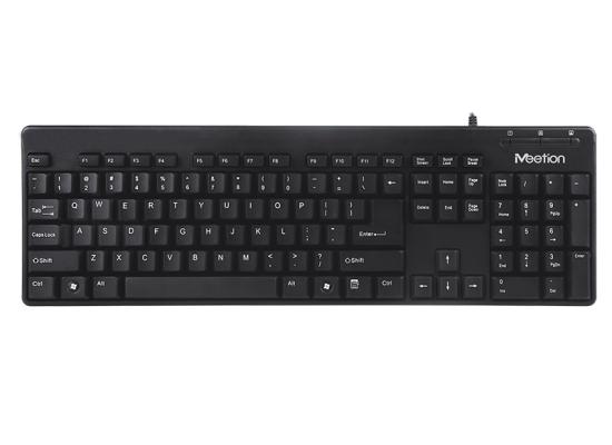 Meetion AK100 Economic Office USB Wired Standard Corded Keyboard-Full Size Black (عربي)