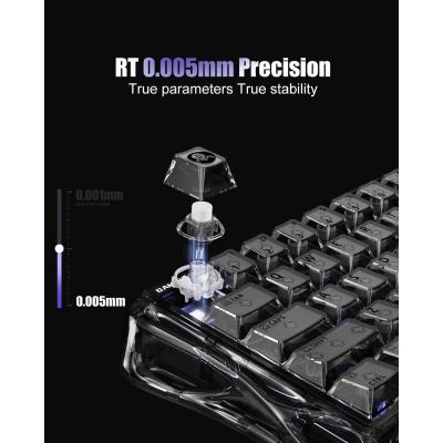 GravaStar Mercury V60 Magnetic Gaming Keyboard, 8000Hz Polling Rate, Rapid Trigger Keyboard with Hall Effect Switches, 0.005mm Precision, Hot-Swappable, RGB, Wired for Windows/Mac - Onyx Crystal