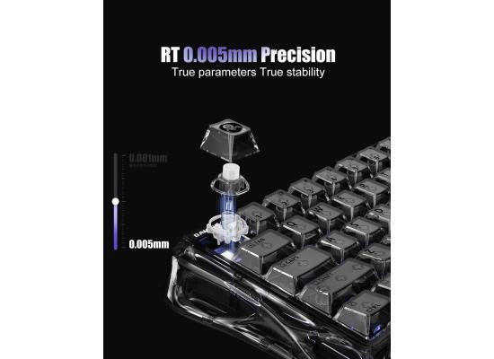 GravaStar Mercury V60 Magnetic Gaming Keyboard, 8000Hz Polling Rate, Rapid Trigger Keyboard with Hall Effect Switches, 0.005mm Precision, Hot-Swappable, RGB, Wired for Windows/Mac - Onyx Crystal