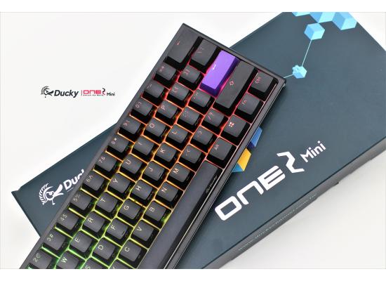 Ducky One 2 Mini 60% RGB (Cherry MX Blue) Double-Shot, Detachable USB Type-C Wired Black Mechanical Gaming Keyboard