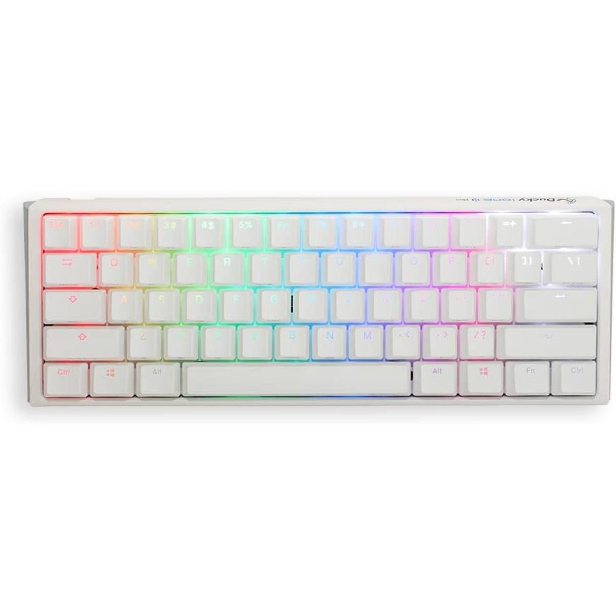Ducky One 3 Mini 60% RGB (White/Cherry MX Red) Double-Shot, Hot-Swappable, USB Type-C Wired Black Mechanical Gaming Keyboard