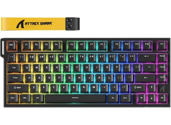 ATTACK SHARK R82 HE Rapid Trigger Wired Mechanical Gaming Keyboard TKL NKRO with 8K Polling,0.005mm RT Accuracy,256K Scan Rate,5 Layer Sound Damped,Hall Effect Magnetic Switch,Driver for PC Mac(Black)