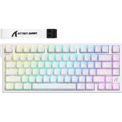 ATTACK SHARK R82HE Rapid Trigger Wired Mechanical Gaming Keyboard TKL NKRO with 8K Polling,0.005mm RT Accuracy,256K Scan Rate,5 Layer Sound Damped,Hall Effect Magnetic Switch for PC Mac(White Contour)