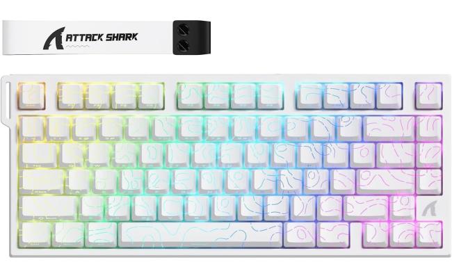 ATTACK SHARK R82HE Rapid Trigger Wired Mechanical Gaming Keyboard TKL NKRO with 8K Polling,0.005mm RT Accuracy,256K Scan Rate,5 Layer Sound Damped,Hall Effect Magnetic Switch for PC Mac(White Contour)