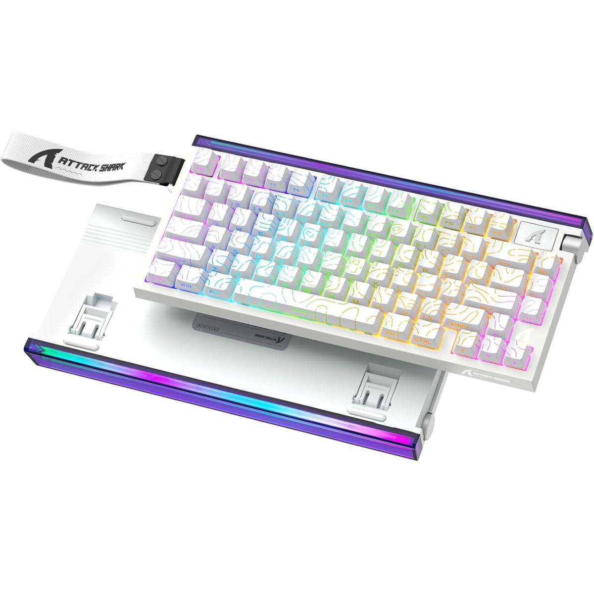 ATTACK SHARK R85HE Wired 75% Hall Effect Rapid Trigger Mechanical RGB Gaming Keyboard with 8K Polling,0.05mm RT Accuracy,0.08MS Latency,Magnetic Switch,5Layer Sound Damped,Driver for PC(White Contour)