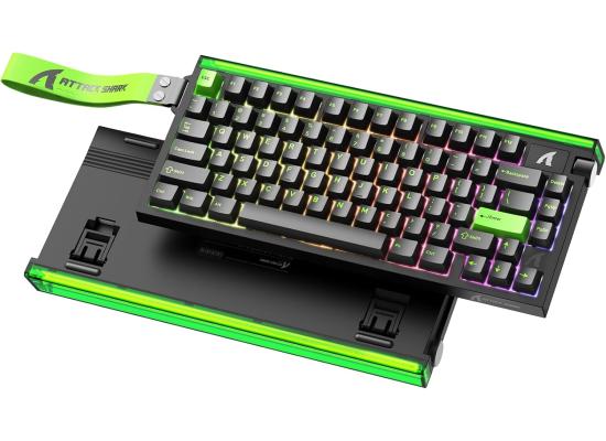 ATTACK SHARK R85 HE Wired 75% Hall Effect Rapid Trigger Mechanical RGB Gaming Keyboard with 8K Polling,0.05mm RT Accuracy,0.08MS Latency,Magnetic Switch,5 Layer Sound Damped,Driver for PC Mac(Green)