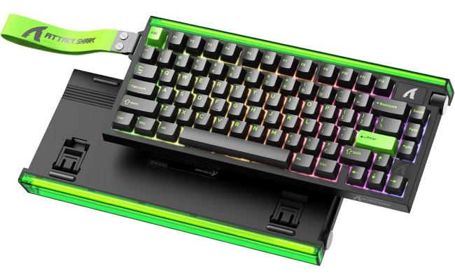ATTACK SHARK R85 HE Wired 75% Hall Effect Rapid Trigger Mechanical RGB Gaming Keyboard with 8K Polling,0.05mm RT Accuracy,0.08MS Latency,Magnetic Switch,5 Layer Sound Damped,Driver for PC Mac(Green)