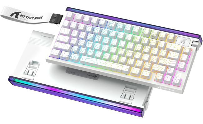 ATTACK SHARK R85HE Wired 75% Hall Effect Rapid Trigger Mechanical RGB Gaming Keyboard with 8K Polling,0.05mm RT Accuracy,0.08MS Latency,Magnetic Switch,5Layer Sound Damped,Driver for PC(White Contour)