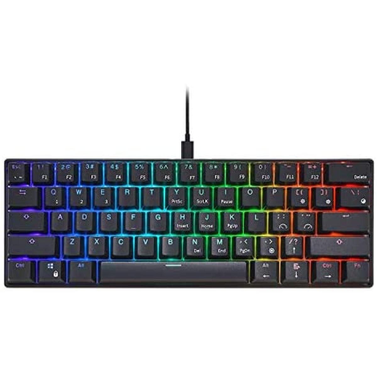 Royal Kludge 60% RK61-61keys Wireless Bluetooth\Wired Type C Dual Mode RGB Mechanical Gaming Keyboard-Blue Switch-Black