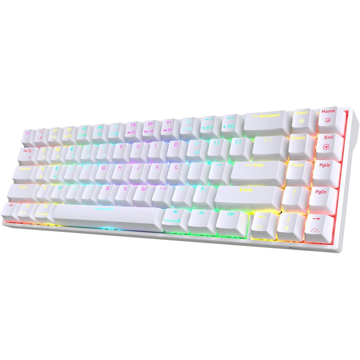 Royal Kludge 70% RK71-71keys Wireless Bluetooth\Wired Type C Dual Mode RGB Mechanical Gaming Keyboard-Blue Switch-White