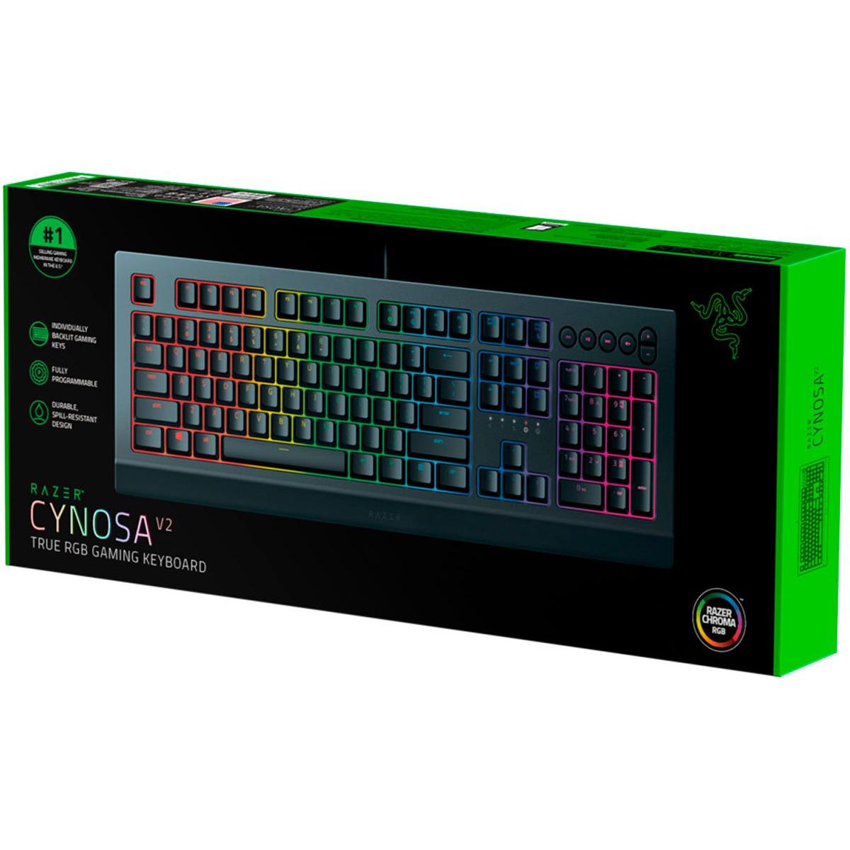 Razer Cynosa V2 Chroma RGB Membrane Wired Spill Resistant Gaming Keyboard w/ Dedicated Media Keysv & Fully programmable keys