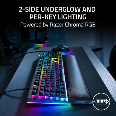 Razer BlackWidow V4 Mechanical Gaming Keyboard: Yellow Switches Linear & Silent - Chroma RGB - 6 Macro Keys - Magnetic Wrist Rest - Doubleshot ABS Keycaps - Roller & Media Keys - Snap Tap