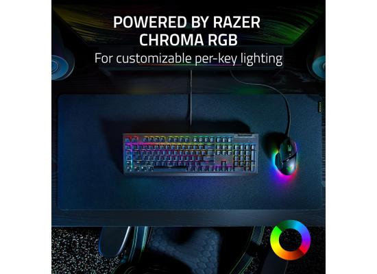 Razer BlackWidow V4 X Chroma RGB Wired Mechanical Gaming Keyboard (Clicky Green Switches) w/ 6 Macro Keys, Doubleshot ABS Keycaps,Roller & Media Keys (عربي)