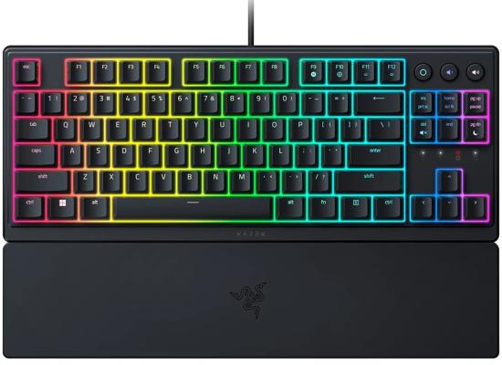 Razer Ornata V3 TKL Gaming Keyboard: Low Profile Keys - Mecha Membrane Switches - UV Coated Keycaps - Backlit Media Keys - 10 Zone RGB Lighting - Spill Resistant - Magnetic Wrist Wrest - Snap Tap