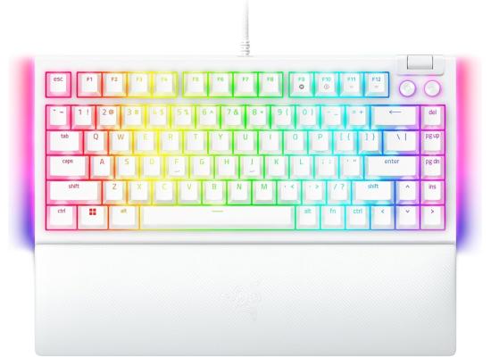 Razer BlackWidow V4 75% (Orange Tactile Switches / White Edition) Chroma RGB Compact Wired Mechanical Gaming Keyboard w/Roller & Media Keys, Hot Swappable Switches, Magnetic Wrist Rest 