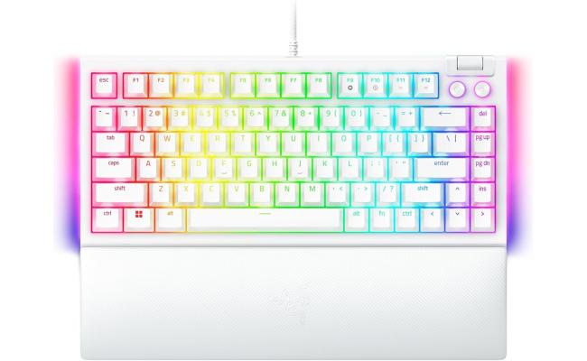 Razer BlackWidow V4 75% (Orange Tactile Switches / White Edition) Chroma RGB Compact Wired Mechanical Gaming Keyboard w/Roller & Media Keys, Hot Swappable Switches, Magnetic Wrist Rest